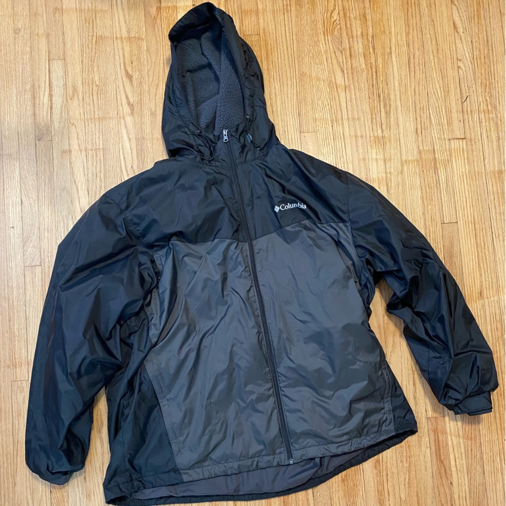 Columbia Men XXL Charcoal and Black Hooded Jacket Full Zip